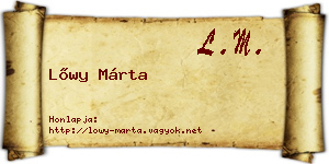 Lőwy Márta névjegykártya